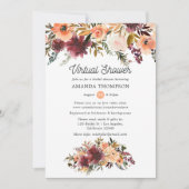 Bordo Peach Waterverf Virtual Vrijgezellenfeest Kaart (Voorkant)