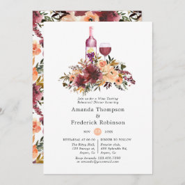 Bordo Peach Waterverf Wine Rehearsal Dinner Kaart