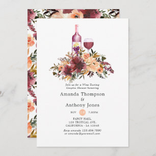 Bordo Peach Wine Tasting Couples Shower Kaart