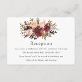 Bordo Perzik Waterverf Bloemen Bruiloft Informatiekaartje (Voorkant)