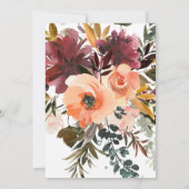 Bordo Perzik Waterverf Bloemen Bruiloft Kaart (Achterkant)