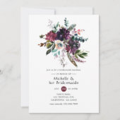 Bordo Violet Plum Floral Bridesmaids Luncheon Kaart (Voorkant)