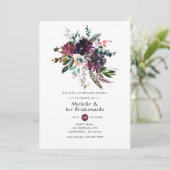 Bordo Violet Plum Floral Bridesmaids Luncheon Kaart (Staand voorkant)