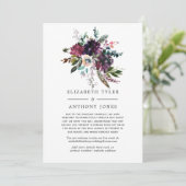 Bordo Violet Plum Floral Reduced Wedding Guests Aankondiging (Staand voorkant)