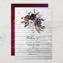 Bordo Violet Plum Floral Rustic Bohemian Wedding