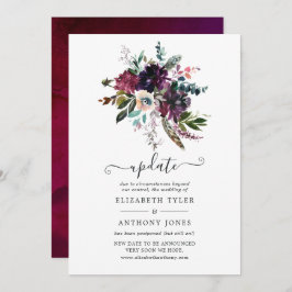 Bordo Violet Plum Floral Wedding Update Kaart