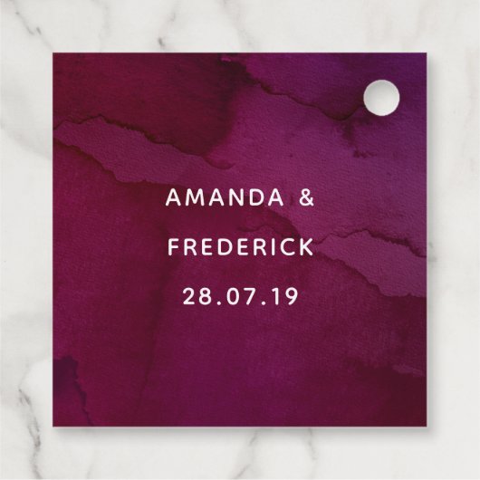 Bordo Violet Plum Waterverf Floral Wedding Bedankjes Labels (Achterkant)