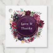 Bordo Violet Plum Waterverf Floral Wedding Bedankjes Labels (Voorkant)