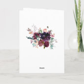 Bordo Violet Plum Waterverf Floral Wedding Foto Bedankkaart (Achterkant)