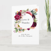 Bordo Violet Plum Waterverf Floral Wedding Foto Bedankkaart (Voorkant)