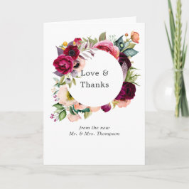 Bordo Violet Plum Waterverf Floral Wedding Foto Bedankkaart