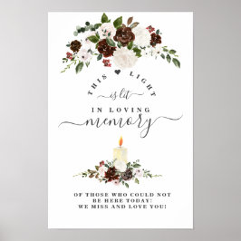 Bordo Witte Bloemige 'In Loving Memory' Herdenking Poster