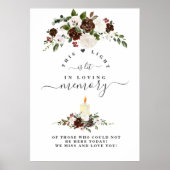 Bordo witte bloemige 'In Loving Memory' herinnerin Poster (Voorkant)