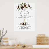 Bordo witte bloemige 'In Loving Memory' herinnerin Poster (Keuken)