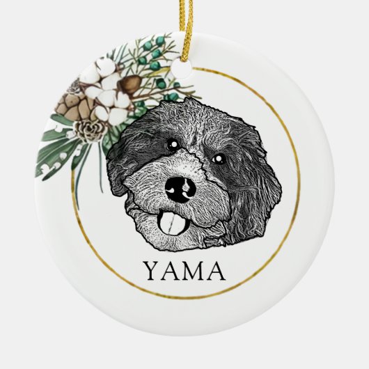 Bordoodle Hond Handtekening Gepersonaliseerd Keramisch Ornament (Voorkant)