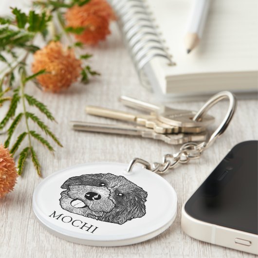 Bordoodle Hond Handtekening Gepersonaliseerd Sleutelhanger (Voorkant Rechts)