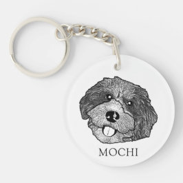 Bordoodle Hond Handtekening Gepersonaliseerd Sleutelhanger