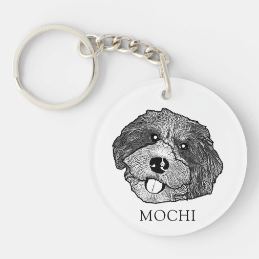 Bordoodle Hond Handtekening Gepersonaliseerd Sleutelhanger (Voorkant)