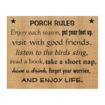 Bordrukbord Signs - Porch Rules