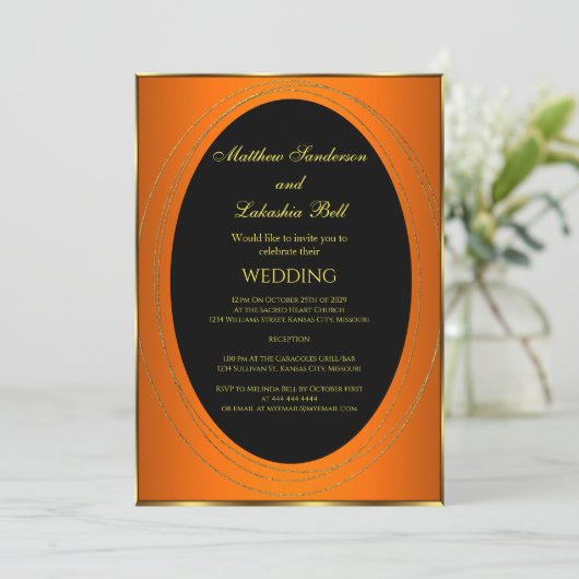 Bordrukkoper Oranje goud zwart smalle in Kaart (Staand voorkant)