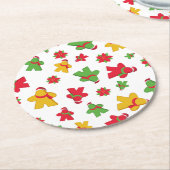 Bordspel Meeple Christmas Pattern Ronde Kartonnen Onderzetter (Gebogen)