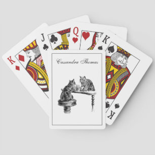 Bordspellen: Twee katten die een schaakpartij spel Pokerkaarten
