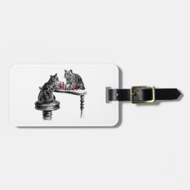 Bordspellen Twee katten spelen schaakwedstrijd Roo Bagagelabel