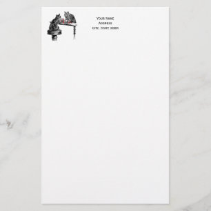 Bordspellen Twee katten spelen schaakwedstrijd Roo Briefpapier