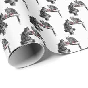 Bordspellen Twee katten spelen schaakwedstrijd Roo Cadeaupapier