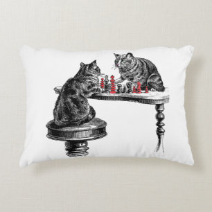 Bordspellen Twee katten spelen schaakwedstrijd Roo Decoratief Kussen