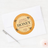 Borduren Bijen en Honingraat Ronde Sticker (Envelop)