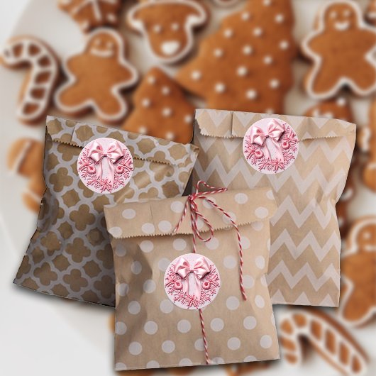 Borduren Roze Kerstboog Ronde Sticker