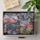 borduurblauwe koraalroze florale pony tissuepapier (Geschenk)