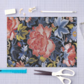 borduurblauwe koraalroze florale pony tissuepapier (Craft)