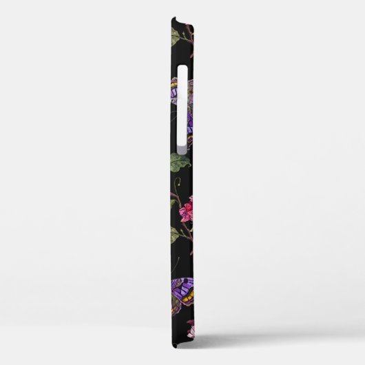 Borduurbloemen en vlinders, naadloos Case-Mate iPhone case (Achterkant / Links)
