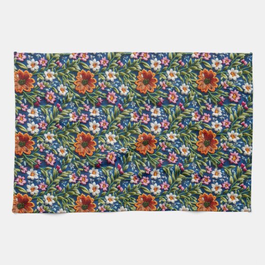 Borduurbloemen Theedoek (Horizontaal)