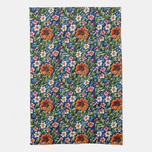Borduurbloemen Theedoek (Verticaal)