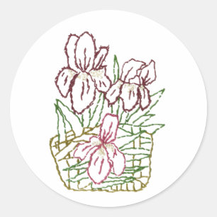 Borduurde Iris-Sticker Ronde Sticker