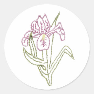 Borduurde Iris-Sticker Ronde Sticker