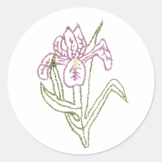 Borduurde Iris-Sticker Ronde Sticker (Voorkant)