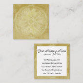 Borduurde libellen op gouden mandala vierkante visitekaartje (Voorkant / Achterkant)