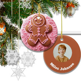 Borduureffect Kerst Gingerbread Man Foto Keramisch Ornament