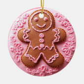 Borduureffect Kerst Gingerbread Man Foto Keramisch Ornament (Voorkant)
