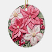 Borduureffect Kerstmis Poinsettia Foto Keramisch Ornament (Links)