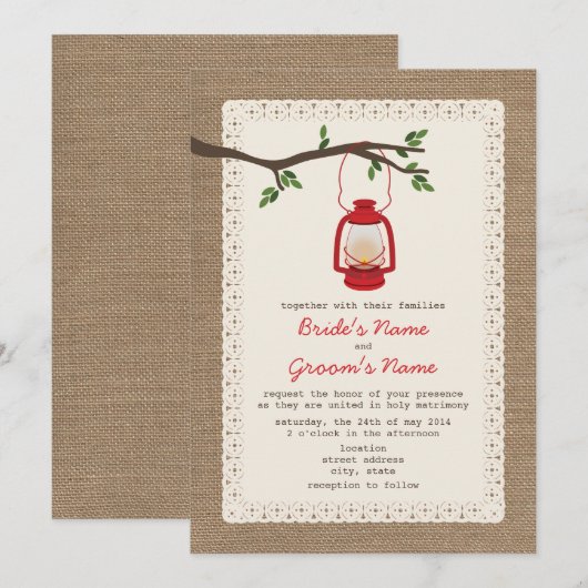 Borduurgeïnspireerd/olierijlantaarnkampeerbruiloft Kaart (Voorkant / Achterkant)