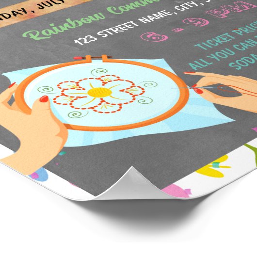 Borduurles schoolevenement sjabloon poster (Hoek)