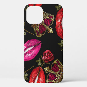 Borduurlippen, rozen, kroonnaadloos patroon. Case-Mate iPhone case