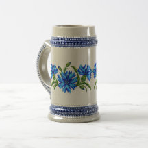 Borduurlook Blauwe Korenbloemen