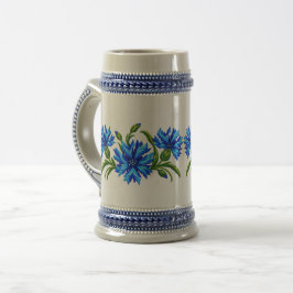 Borduurlook Blauwe Korenbloemen Bierpul