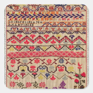 Borduurmonsternemer Vierkante Sticker